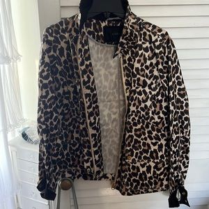 J Crew coated canvas leopard jacket